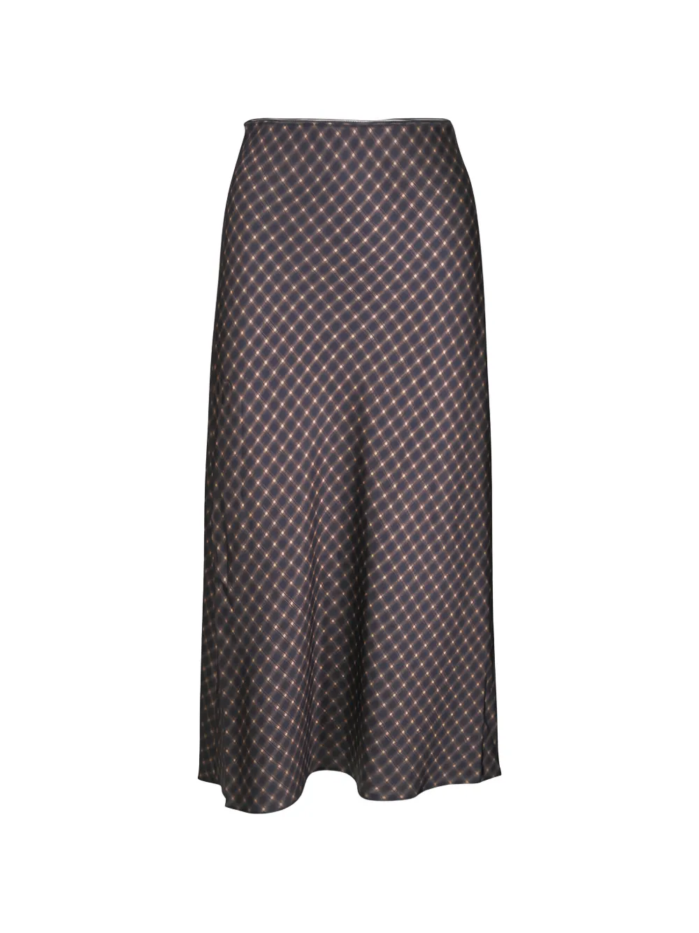 Vince check-print midi skirt Zwart
