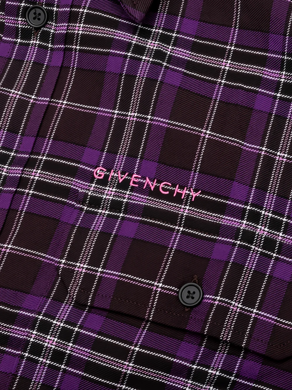 Givenchy check-print logo-embroidered shirt Paars