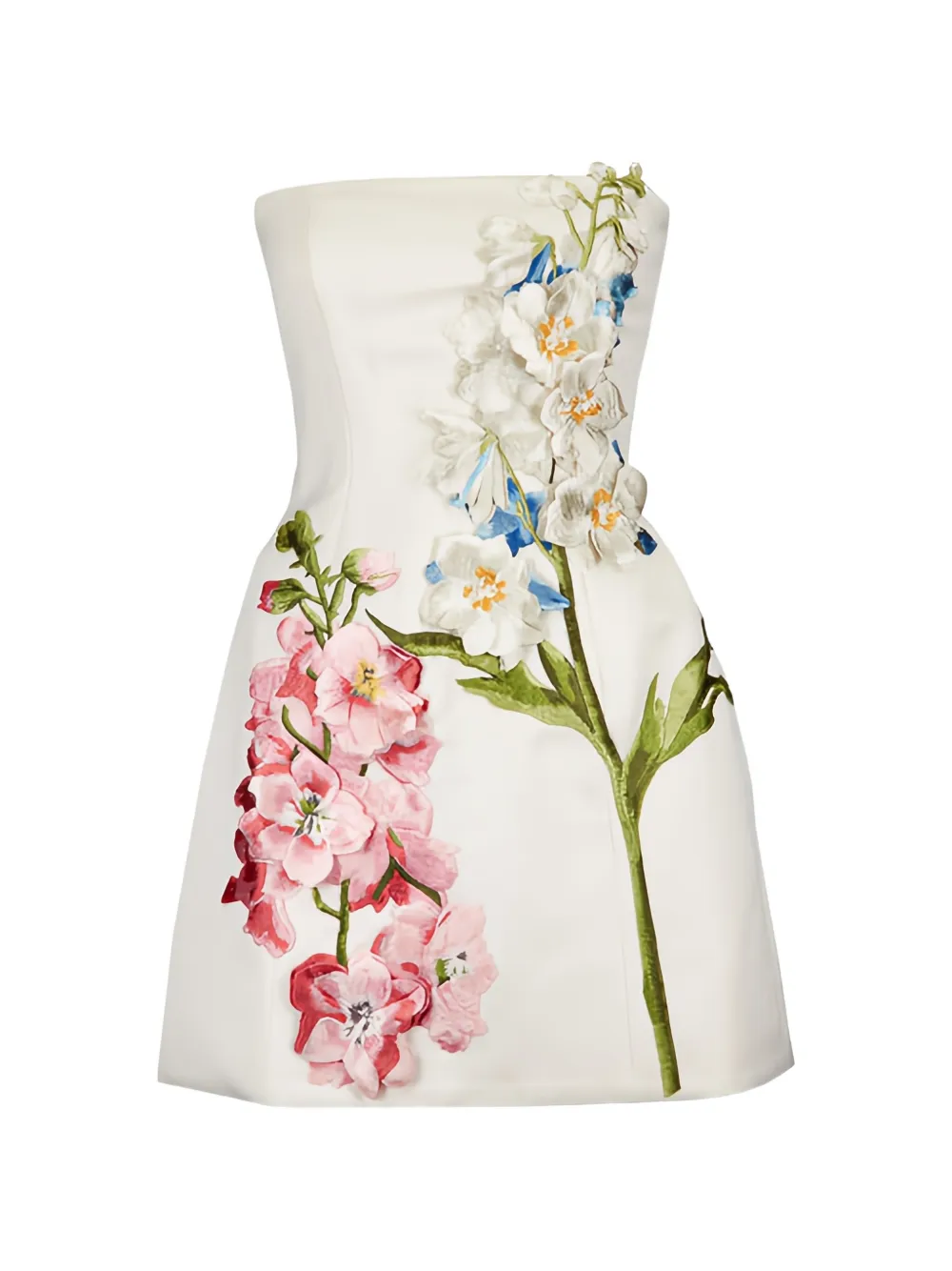 Leo Lin Roselle floral-embroidered strapless mini dress - Bianco