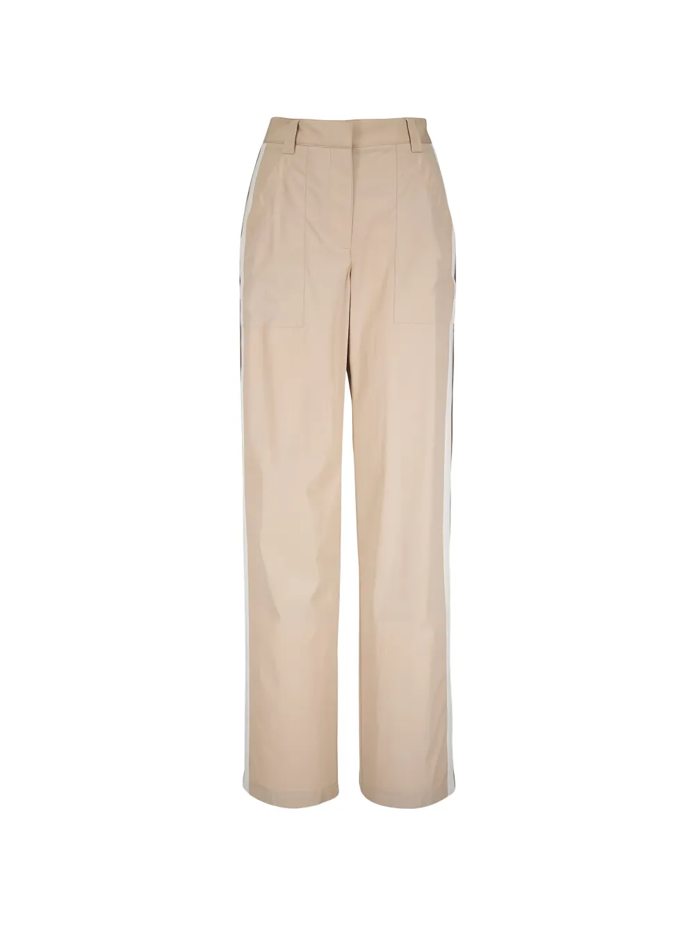 TWP Isabelle side-stripe straight-leg trousers - Neutrals