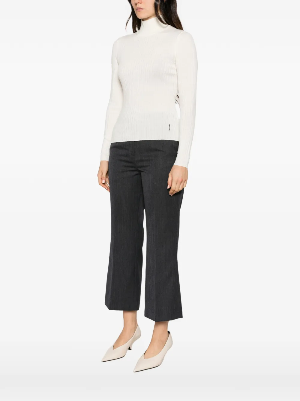 Calvin Klein ribbed-knit roll-neck sweater Wit