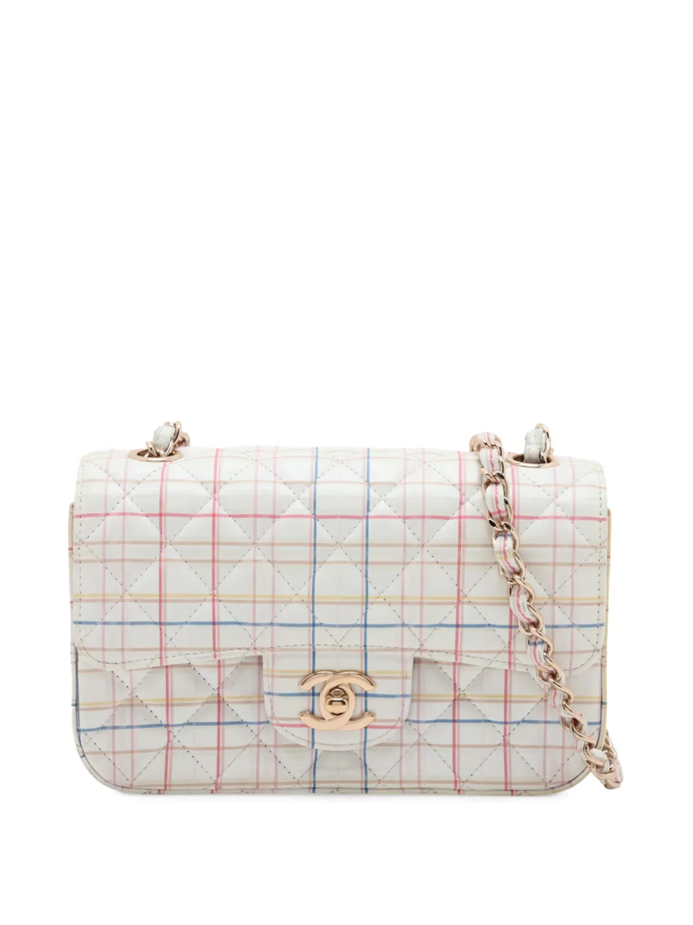 CHANEL Pre-Owned 2019 Mini Rectangular Classic Printed Calfskin Single Flap crossbody bag - White