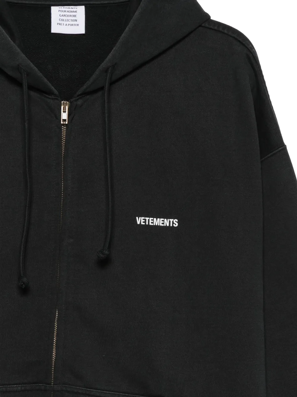 VETEMENTS Hoodie met logoprint en rits Zwart