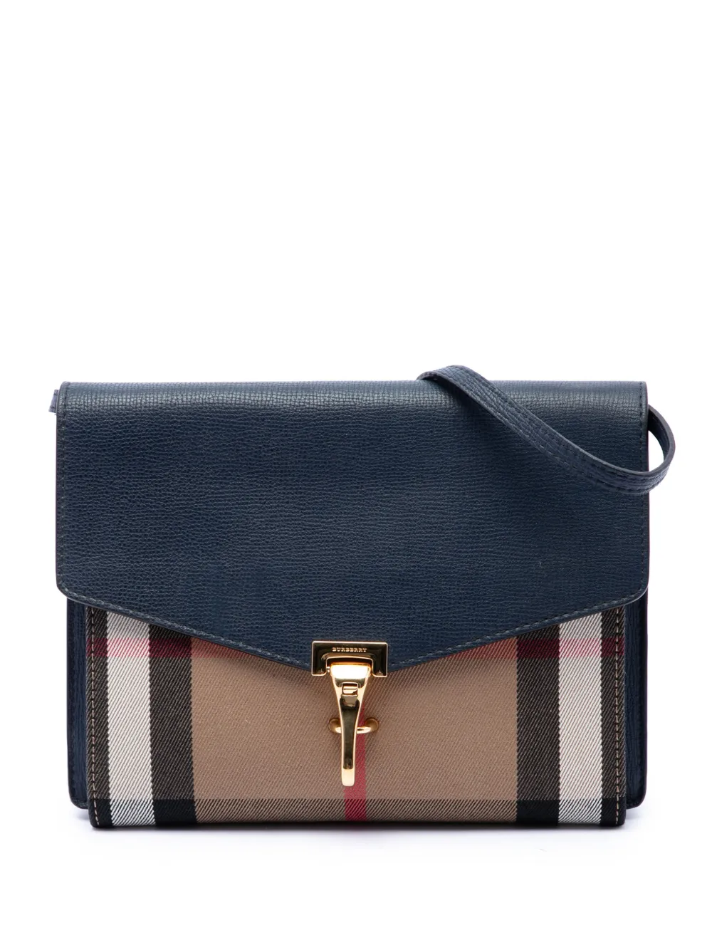 Burberry Pre-Owned 2000-2017 Small Leather and House Check Canvas Derby Macken crossbody bag - Blue