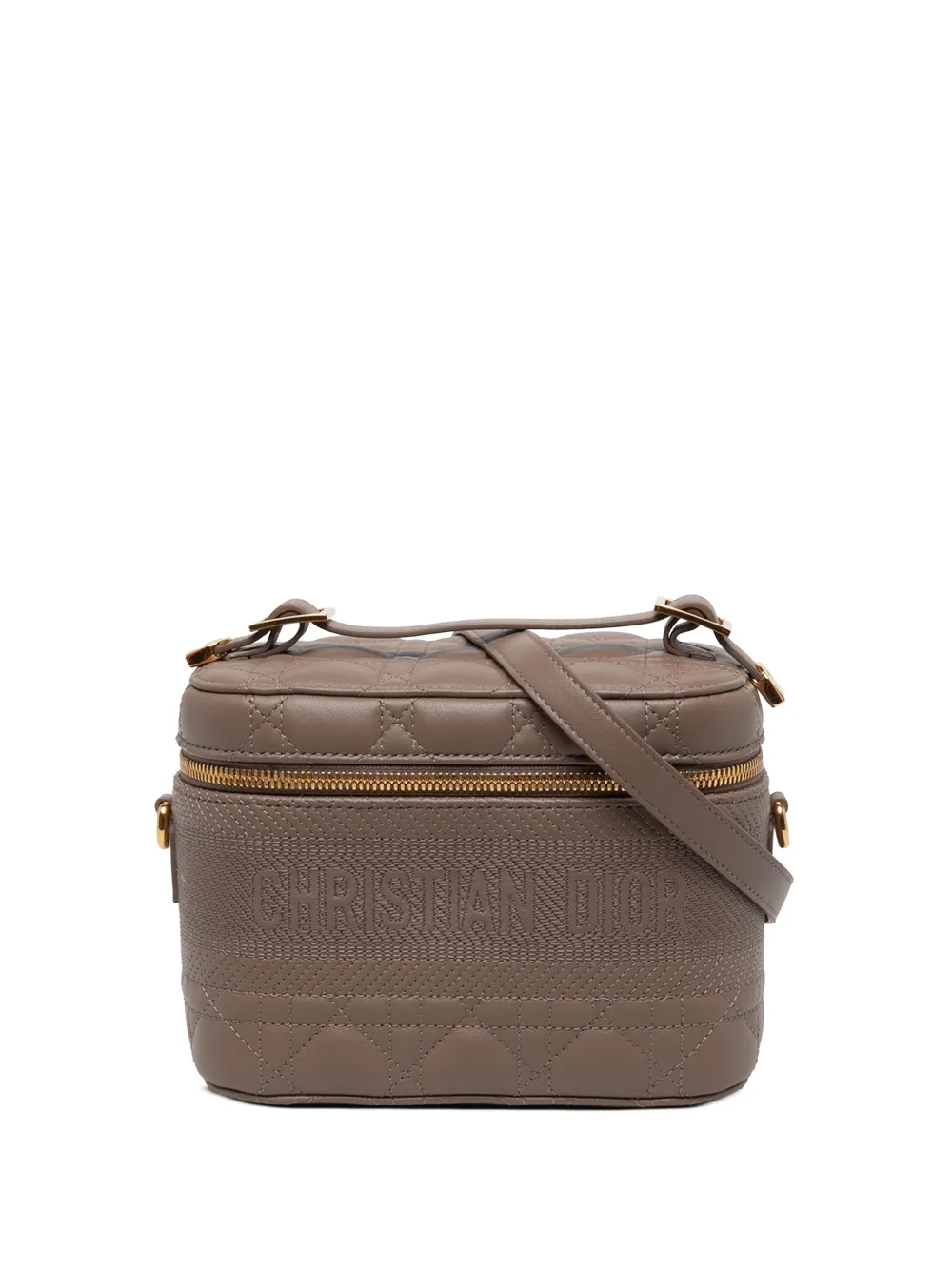 Christian Dior Pre-Owned 2021 Small Lambskin Cannage DiorTravel Vanity Case satchel - Braun