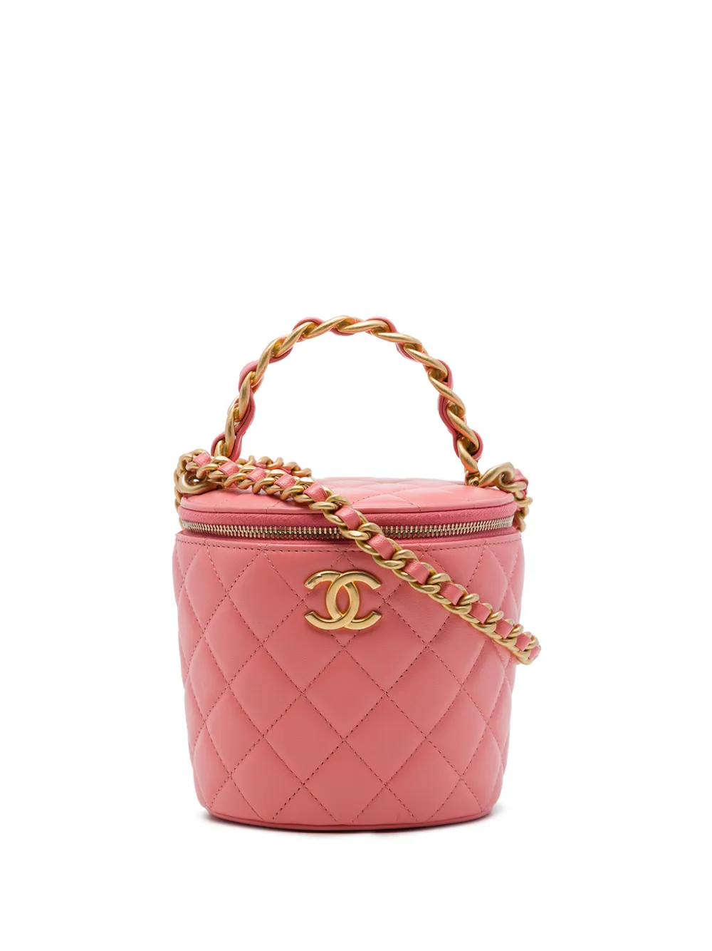 CHANEL Pre-Owned 2021-2026 Quilted Lambskin Afternoon Tea Vanity Case with Chain satchel - Rosa
