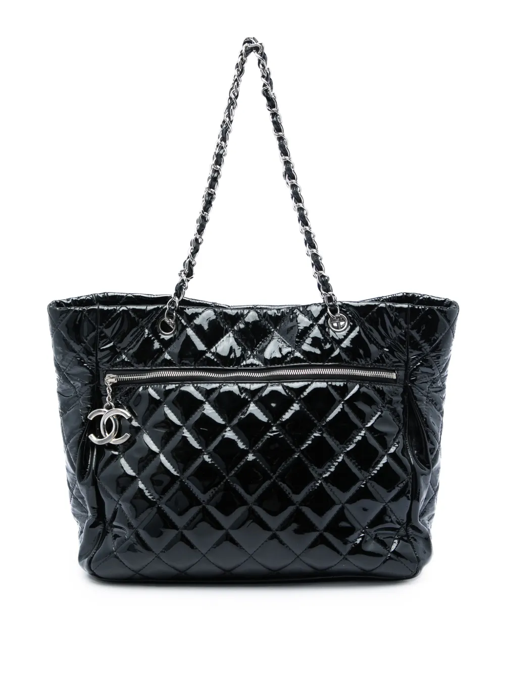 CHANEL Pre-Owned 2009-2010 Large Quilted Patent Chic and Glitter tote bag - Nero