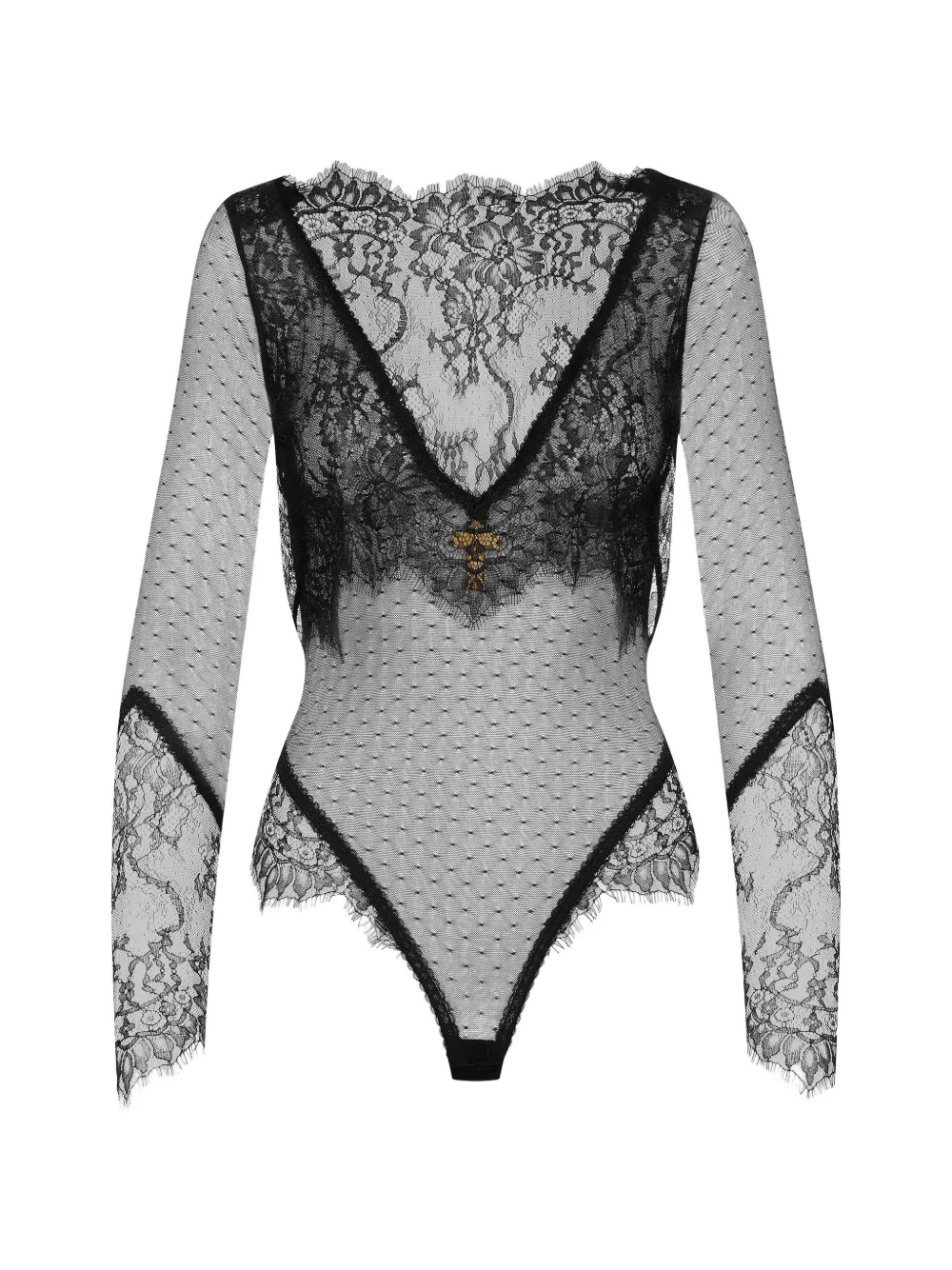SCANDALE lace-panelled body - Nero