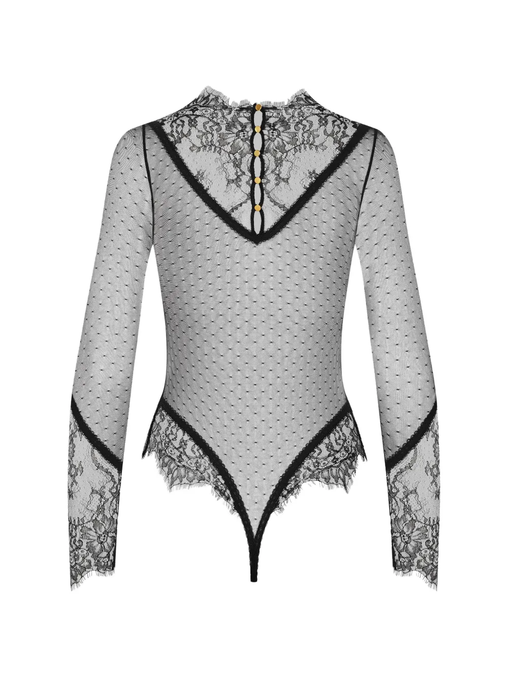 SCANDALE lace-panelled body Zwart