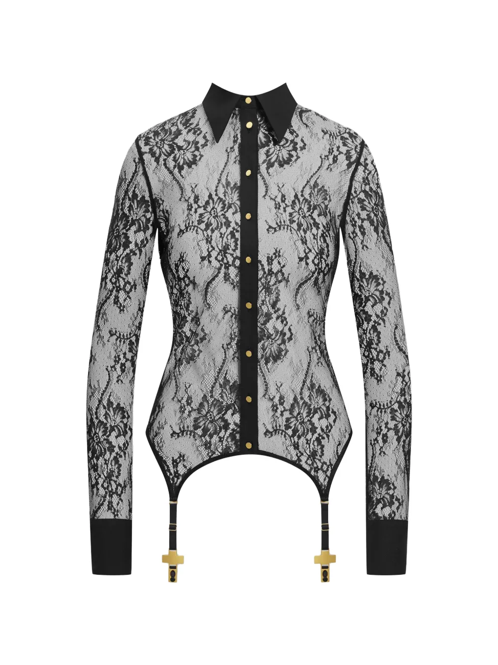 SCANDALE lace-panel shirt - Schwarz