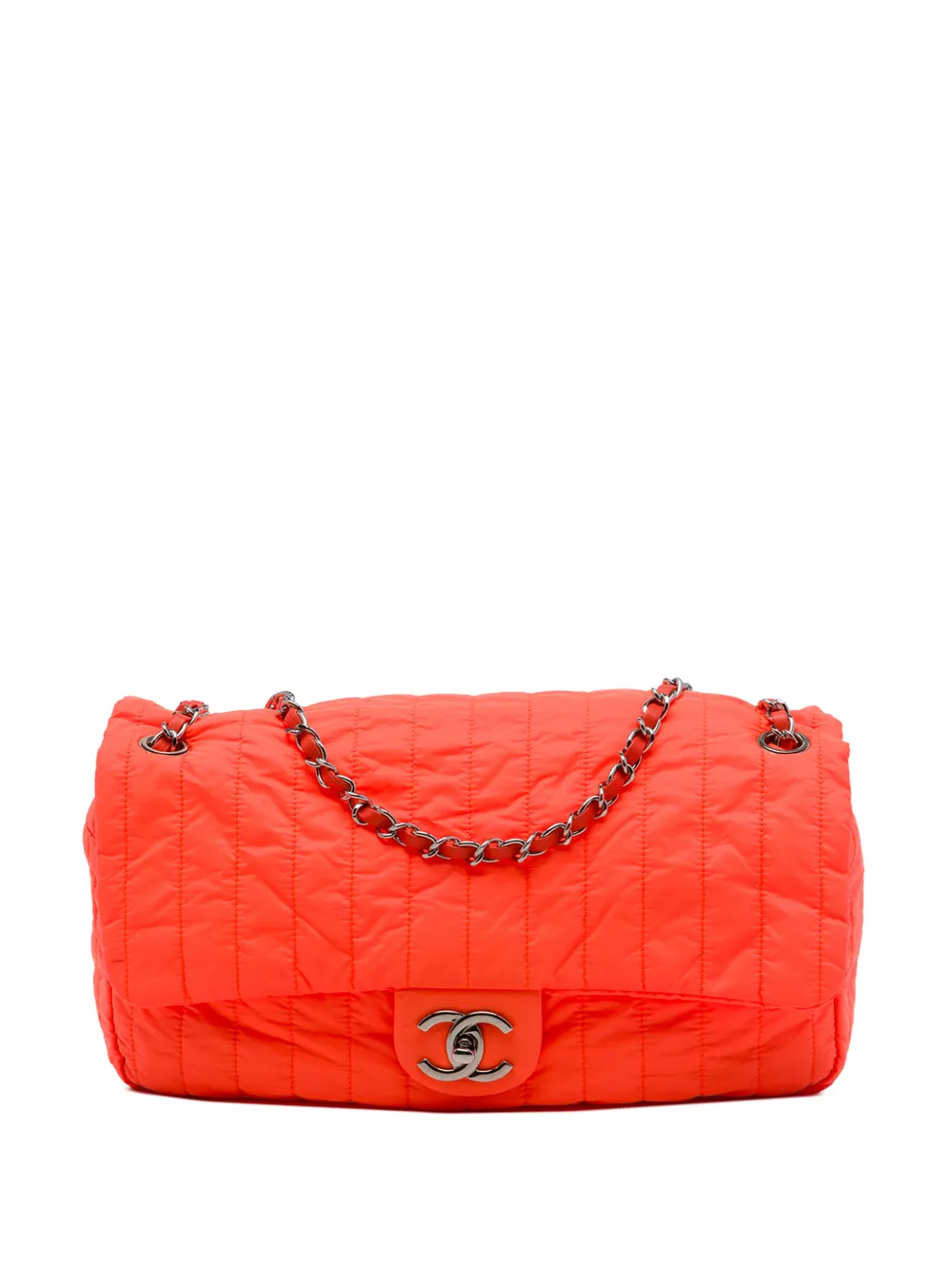 CHANEL Pre-Owned 2012 Jumbo Quilted Nylon Soft Shell Flap shoulder bag - Orange