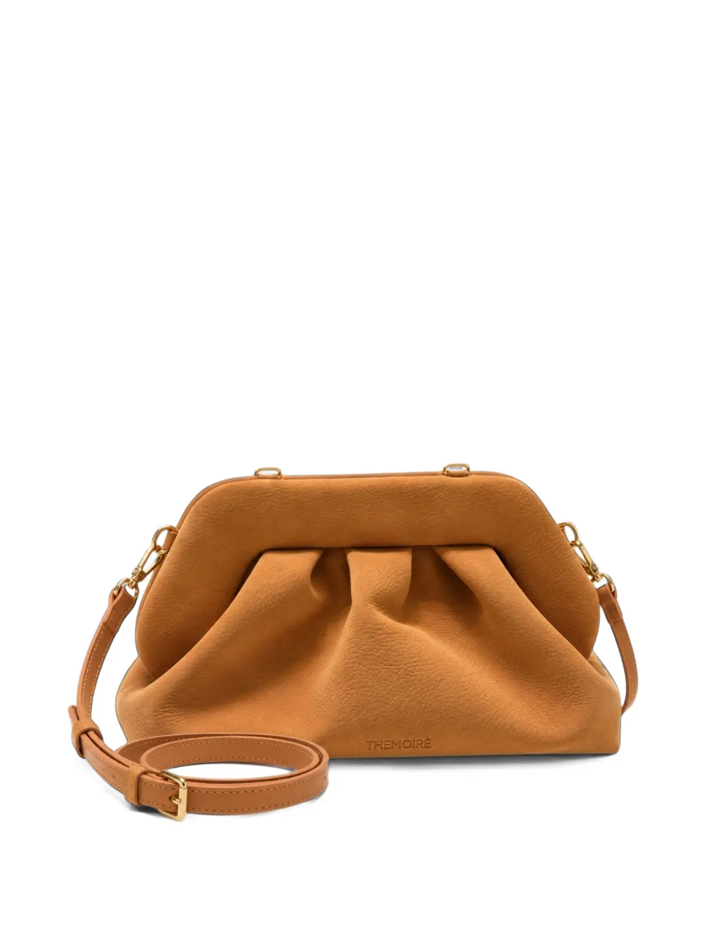 Themoirè medium Bios pleated clutch bag Beige