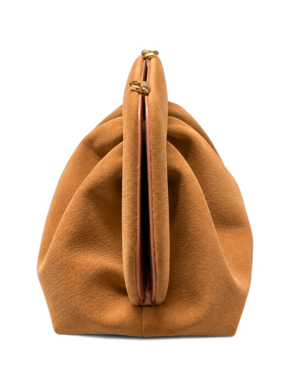 Themoirè medium Bios pleated clutch bag Beige