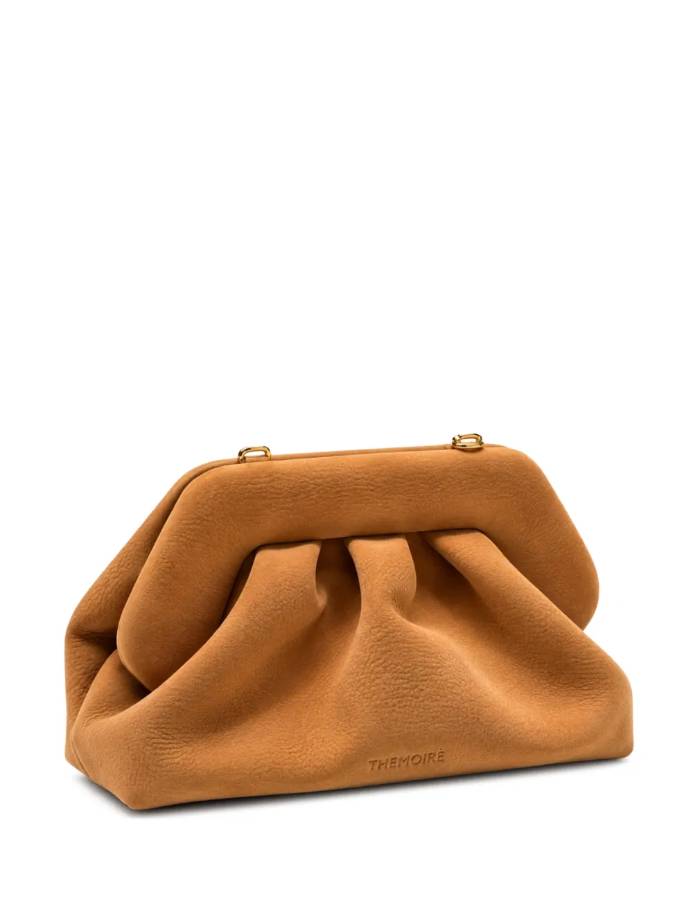 Themoirè medium Bios pleated clutch bag Beige