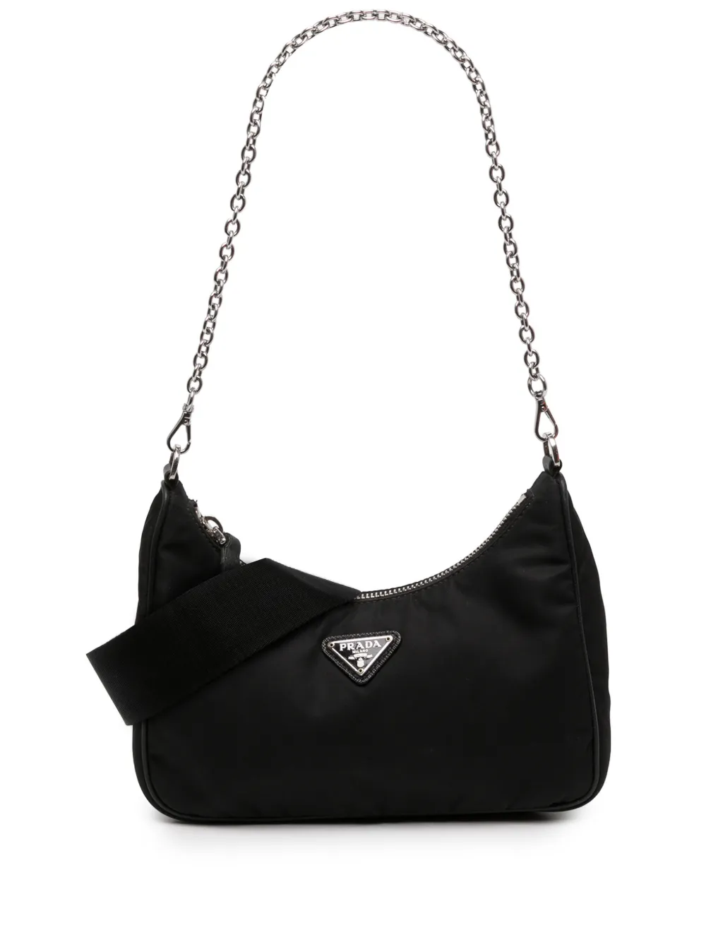 Prada Pre-Owned 2019-2026 Mini Saffiano Trimmed Tessuto Re Edition 2005 satchel - Nero