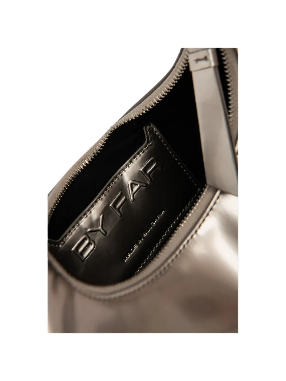 BY FAR Amberette metallic leather shoulder bag Zilver