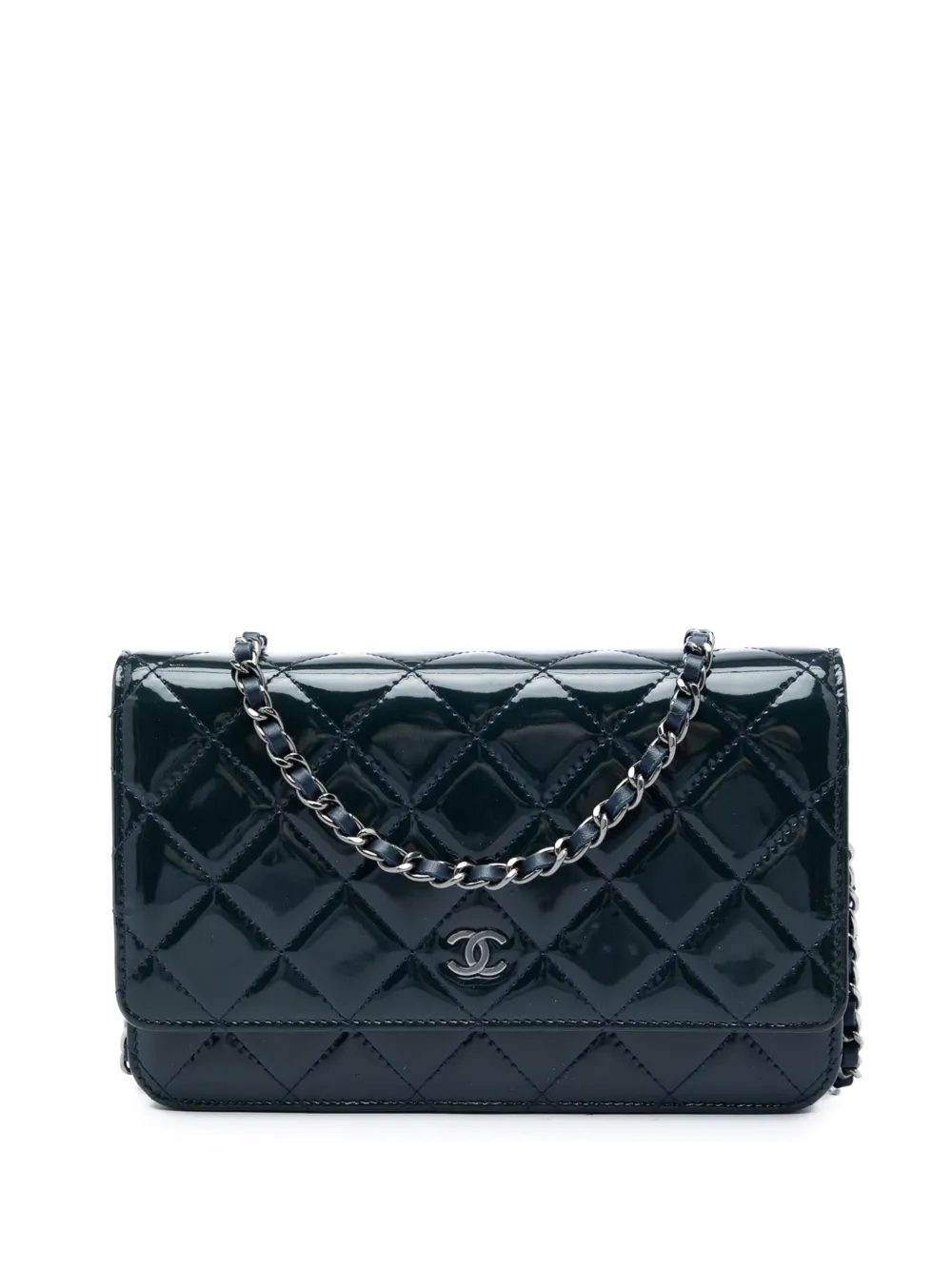 CHANEL Pre-Owned 2014 CC Quilted Patent Wallet On Chain crossbody bag - Blau