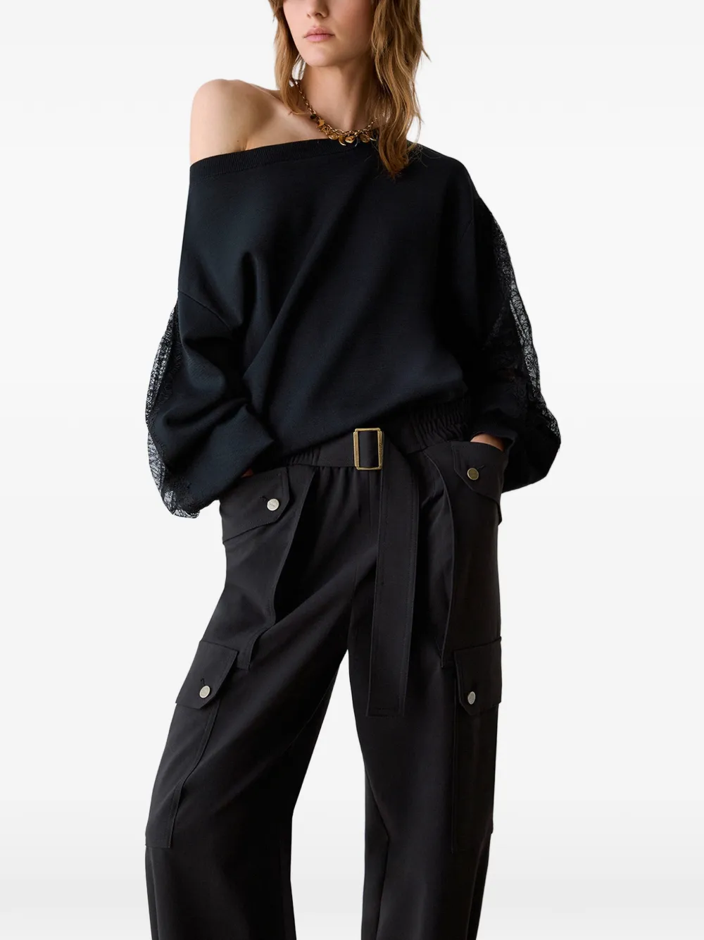 LIU JO cargo trousers in flannel Zwart