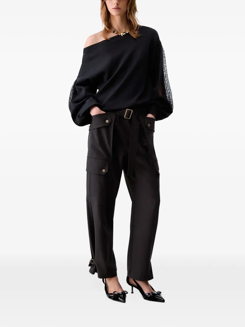 LIU JO cargo trousers in flannel Zwart