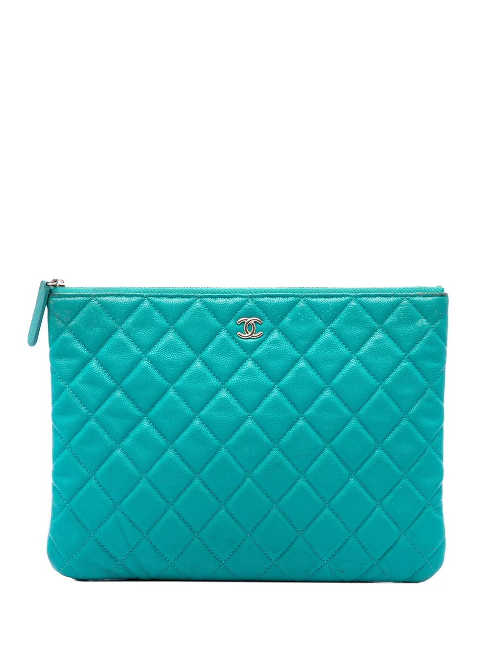 CHANEL Pre-Owned 2016-2017 Medium Quilted Caviar O Case clutch bag - Blue