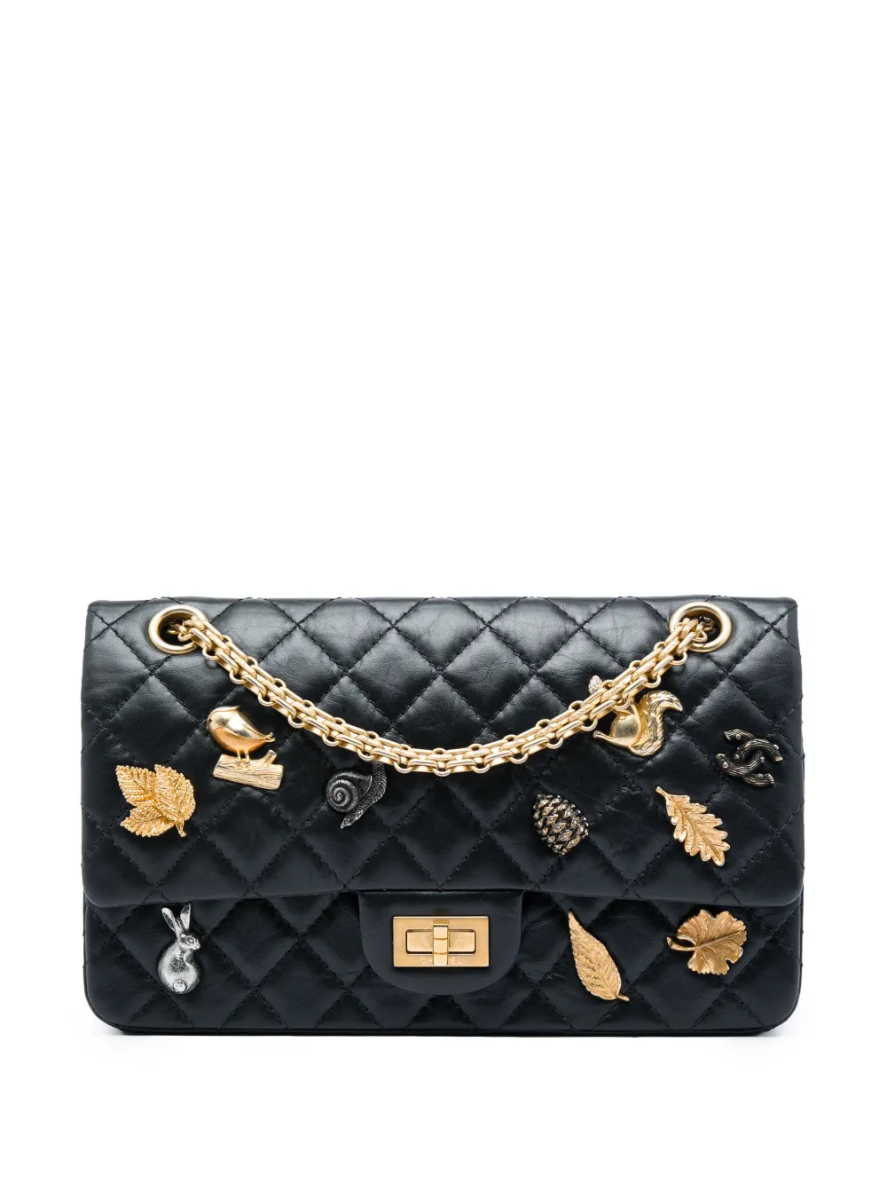 CHANEL Pre-Owned 2018-2019 Quilted Aged Calfskin Reissue 2.55 Lucky Charms Double Flap 225 shoulder bag - Black