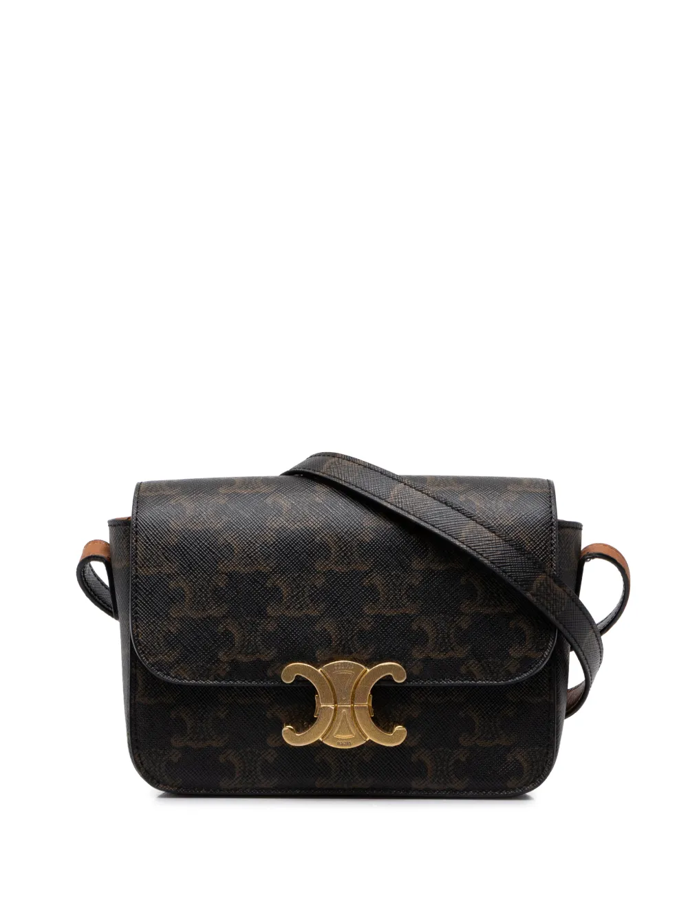 Celine Pre-Owned 2019 Teen Triomphe Coated Canvas Triomphe crossbody bag - Marrone