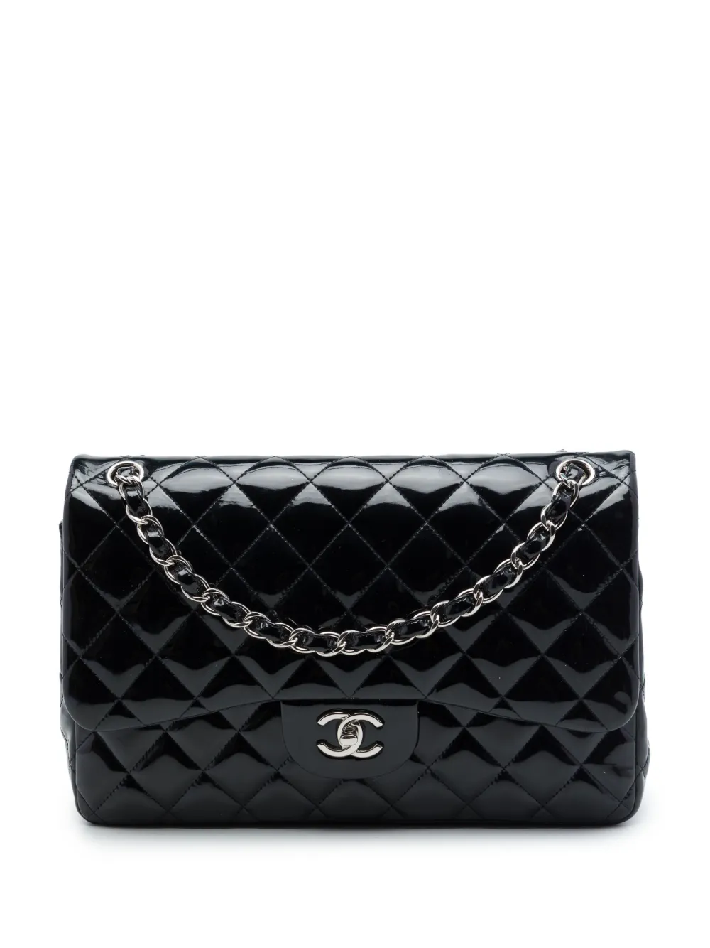 CHANEL Pre-Owned 2012 Jumbo Classic Patent Double Flap shoulder bag - Black