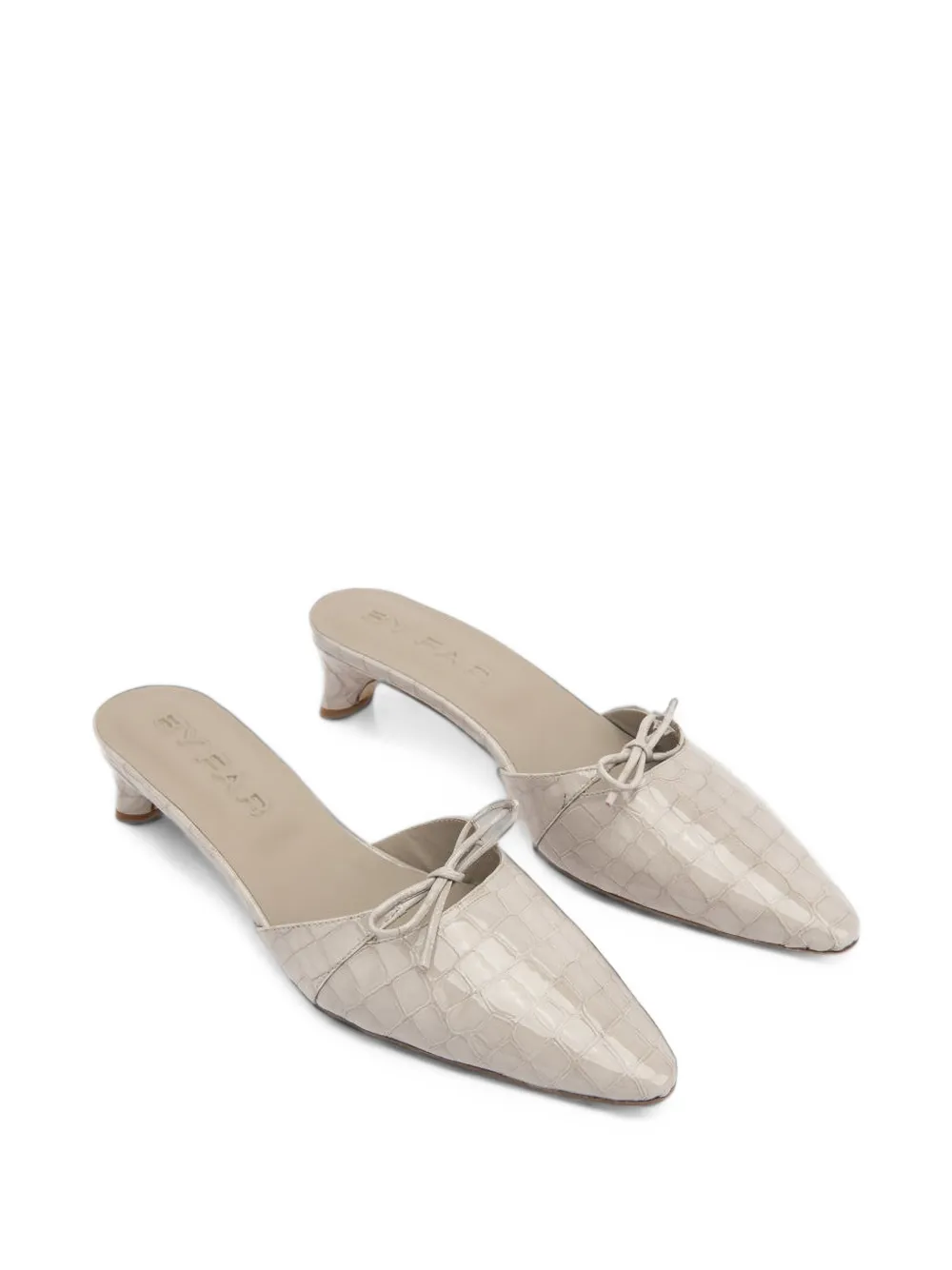 BY FAR Babybow crocodile-embossed mules - Tons neutres BY FAR Babybow crocodile-embossed mules - Tons neutres