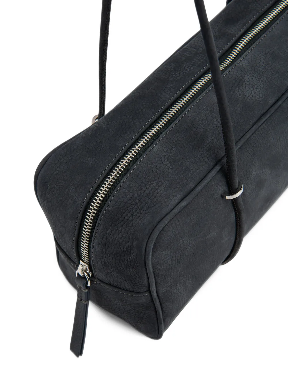 BY FAR Kimberly nubuck east-west bag Zwart