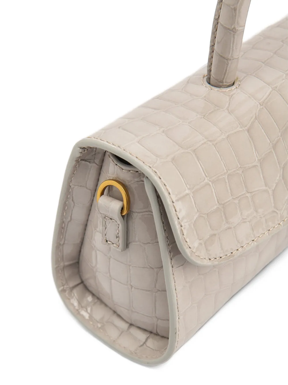BY FAR Mini Longa crocodile-effect tote bag Beige