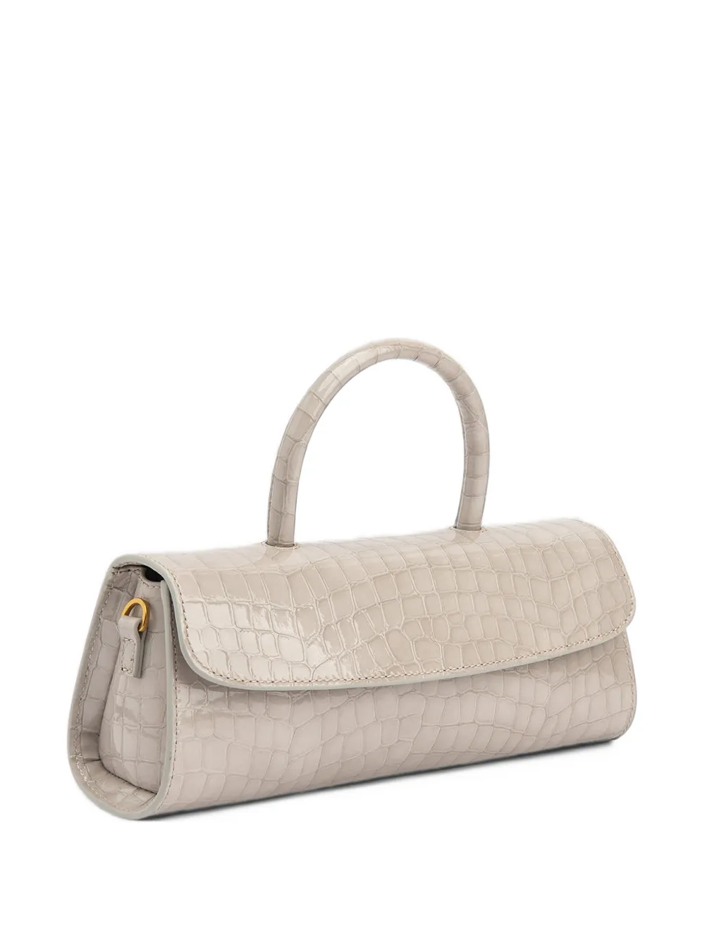BY FAR Mini Longa crocodile-effect tote bag Beige