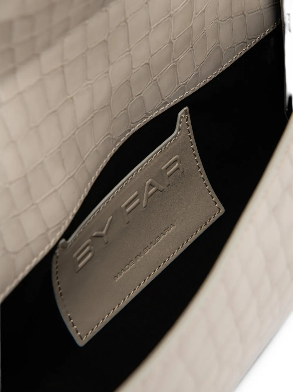 BY FAR Mini Longa crocodile-effect tote bag Beige