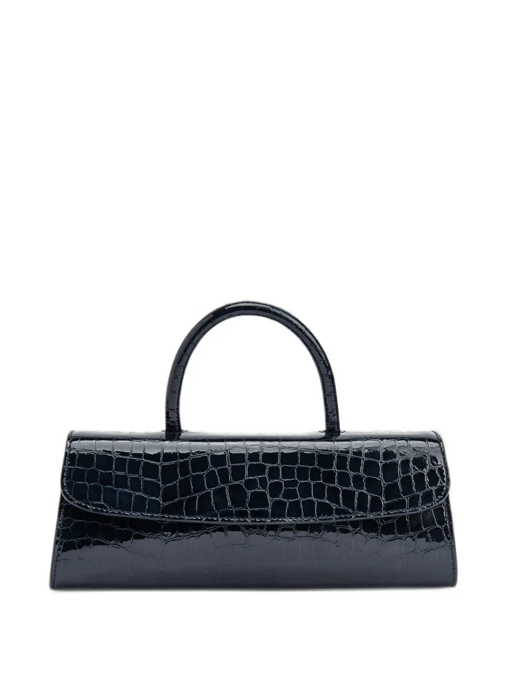 BY FAR Mini Longa crocodile-embossed east-west bag Blauw