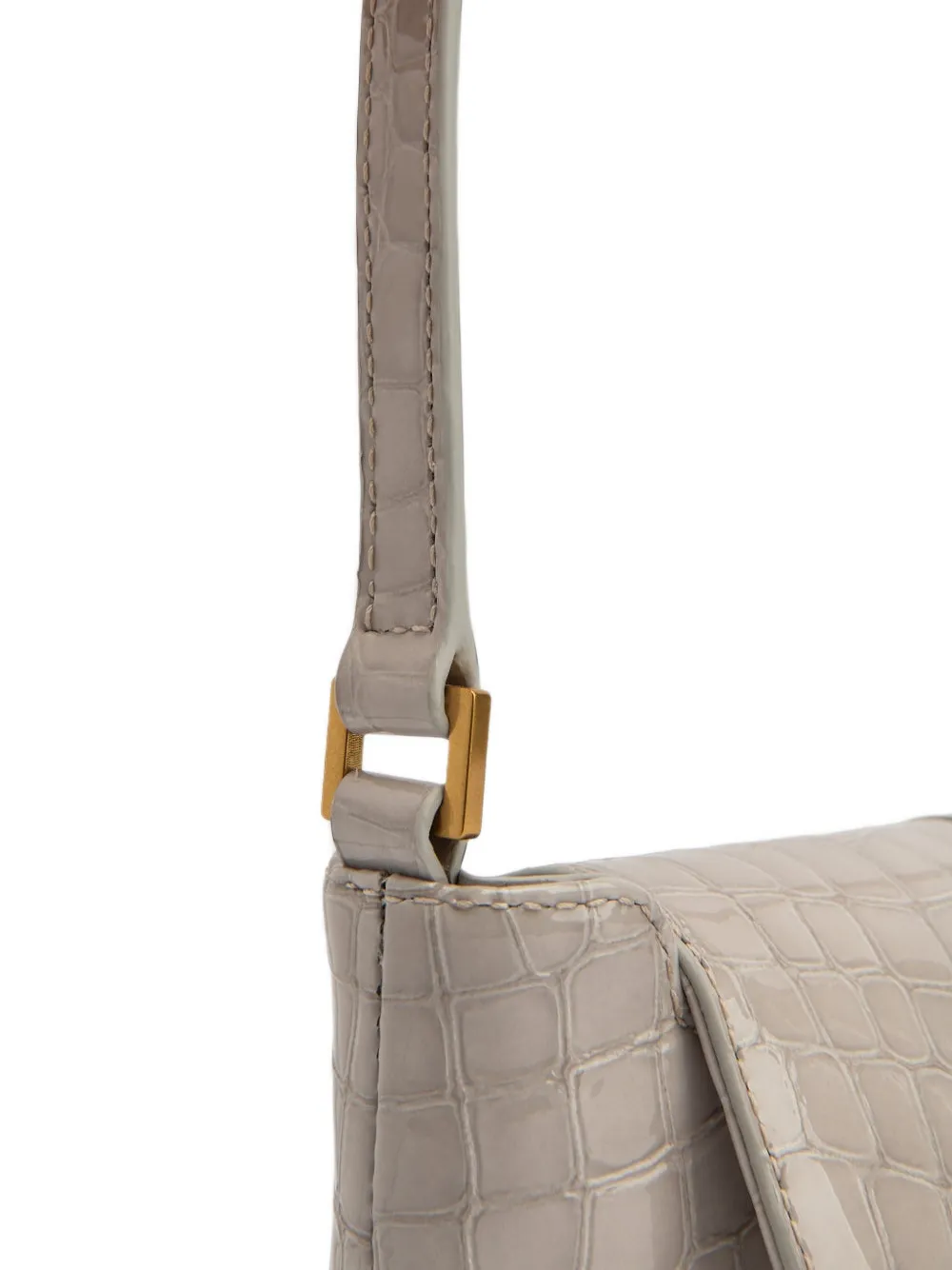BY FAR Miranda crocodile-embossed satchel bag Grijs