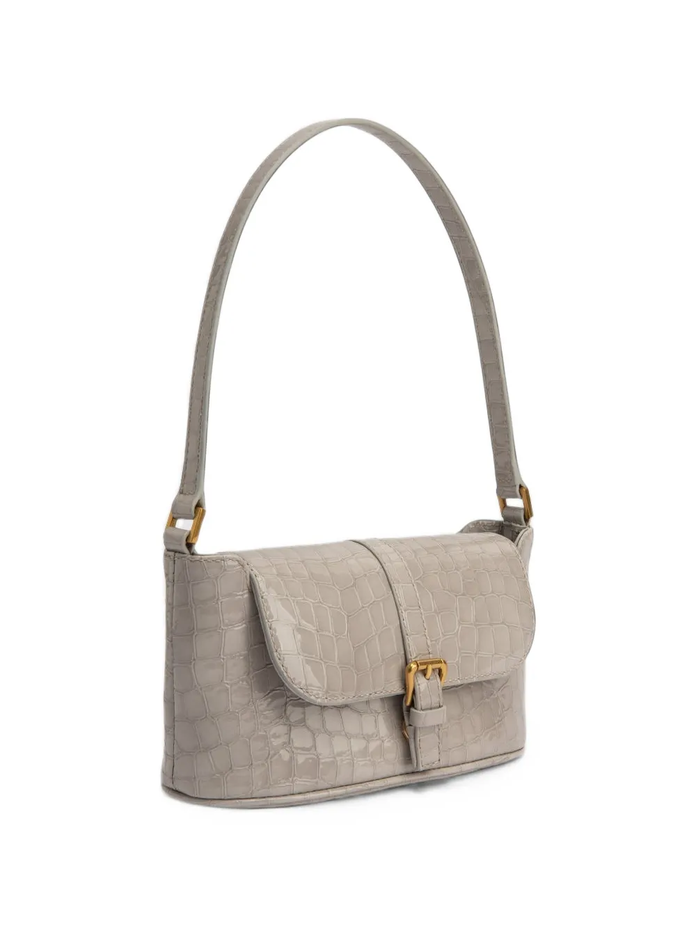 BY FAR Miranda crocodile-embossed satchel bag Grijs