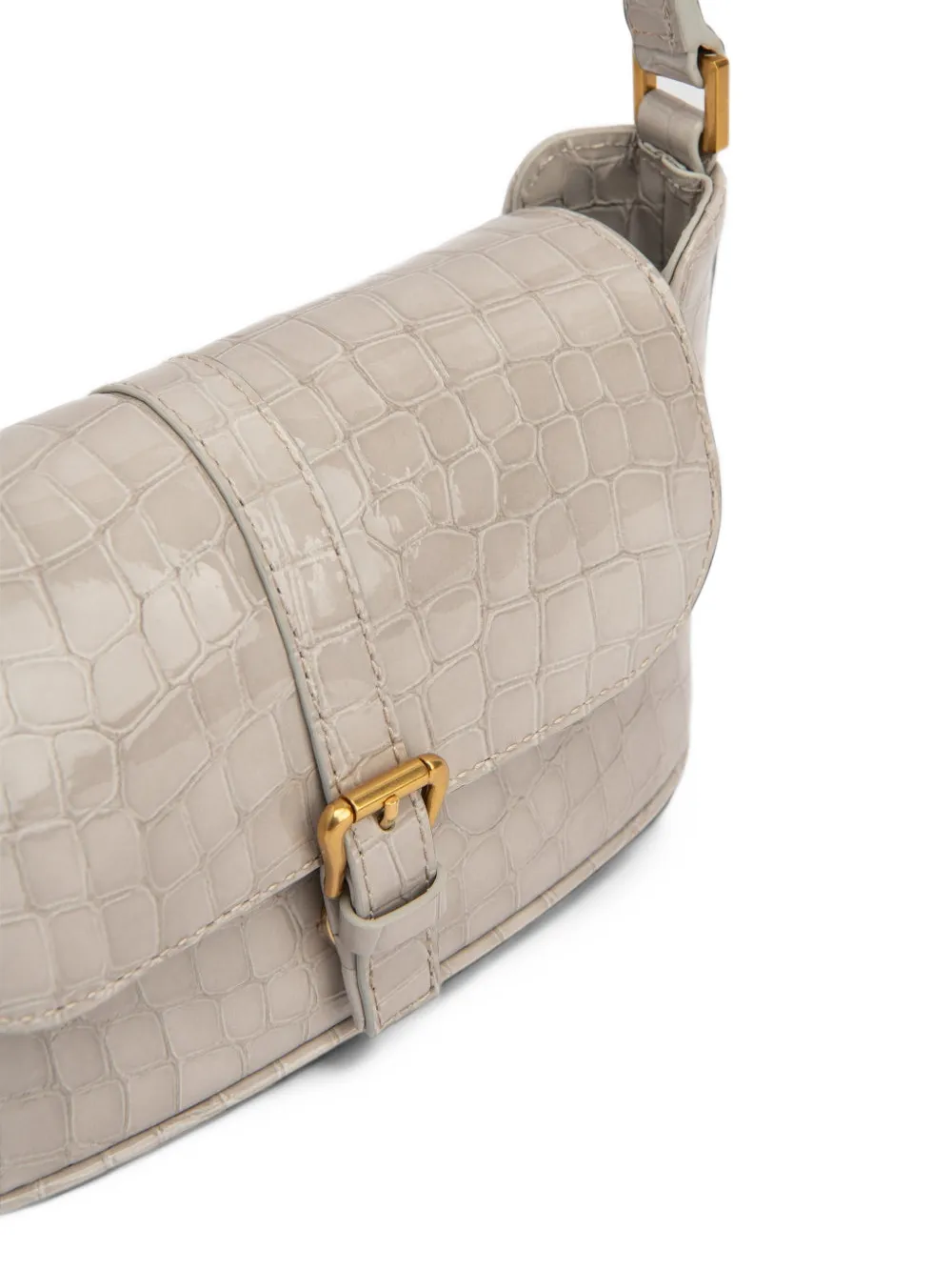 BY FAR Miranda crocodile-embossed satchel bag Grijs