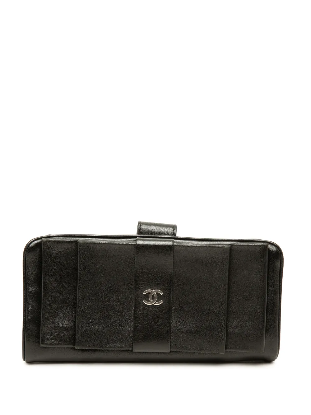 CHANEL Pre-Owned 2013-2014 CC Lambskin Bow Wallet long wallets - Black
