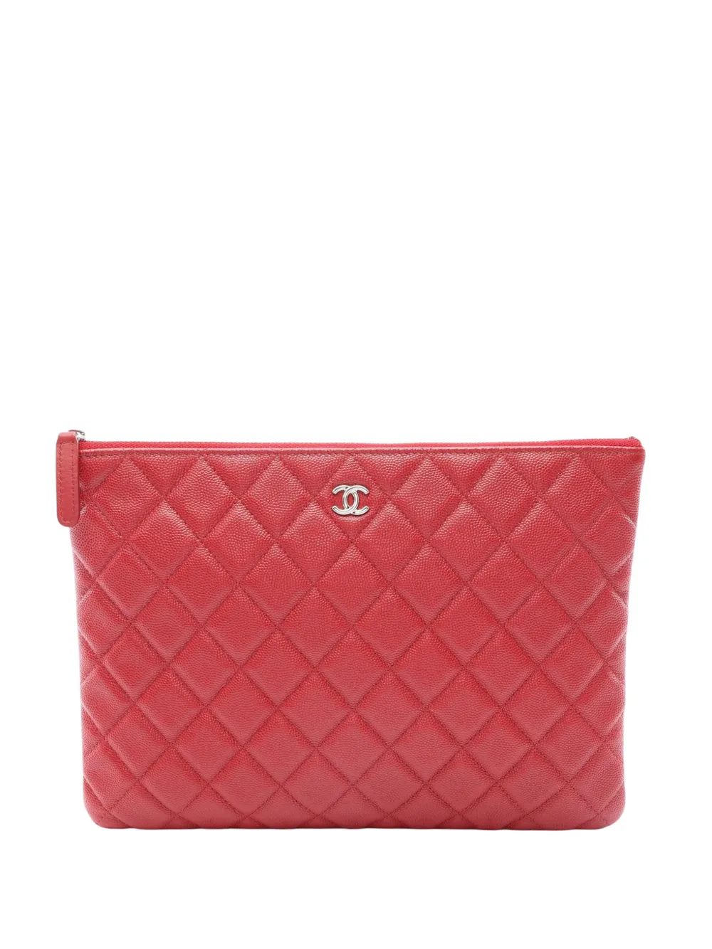 CHANEL Pre-Owned 2017-2018 Quilted Caviar O Case clutch bag - Red