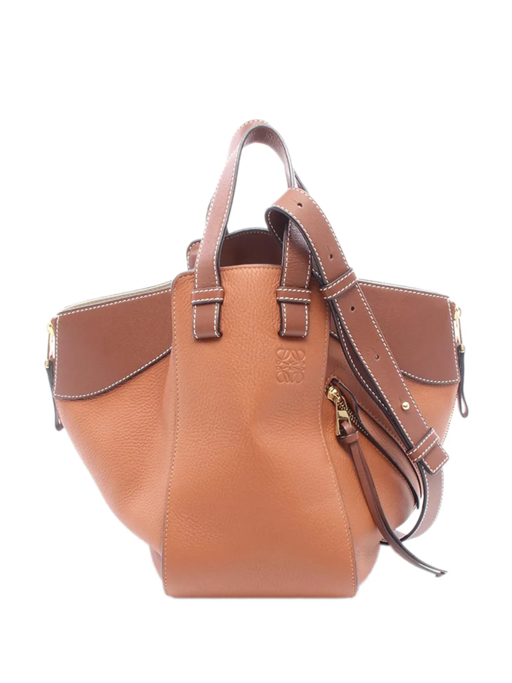 Loewe Pre-Owned 2015-2026 Small Bicolor Leather Hammock satchel - Braun