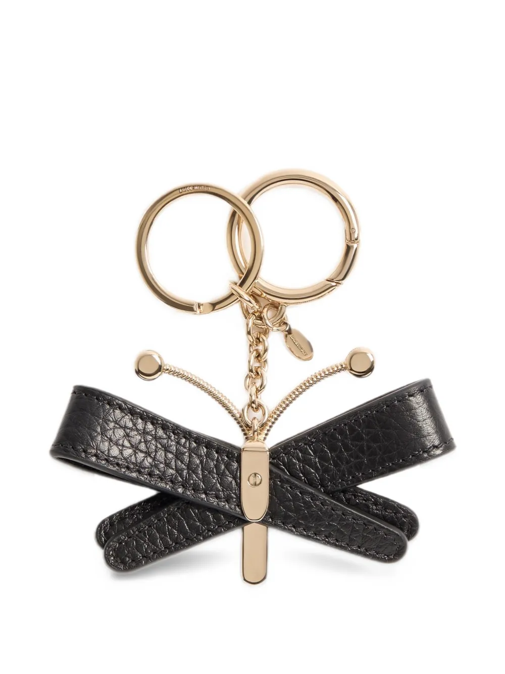 Valentino Garavani Rockstud bag charm with keychain In grainy calfskin and Swarovski crystals Zwart