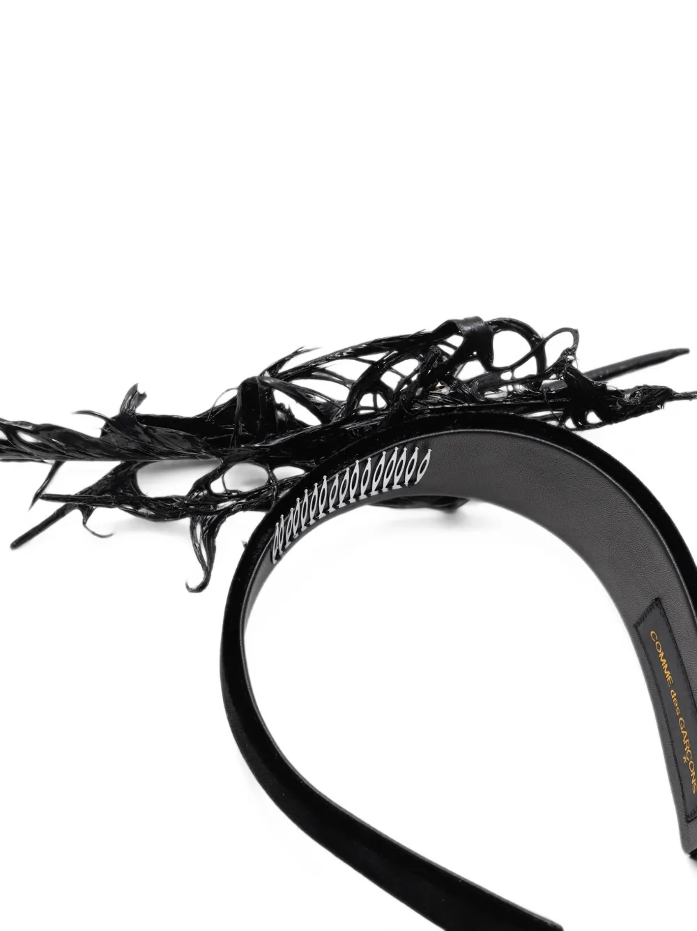 Comme Des Garçons x Hizume feather-embellished sculptural headband Zwart