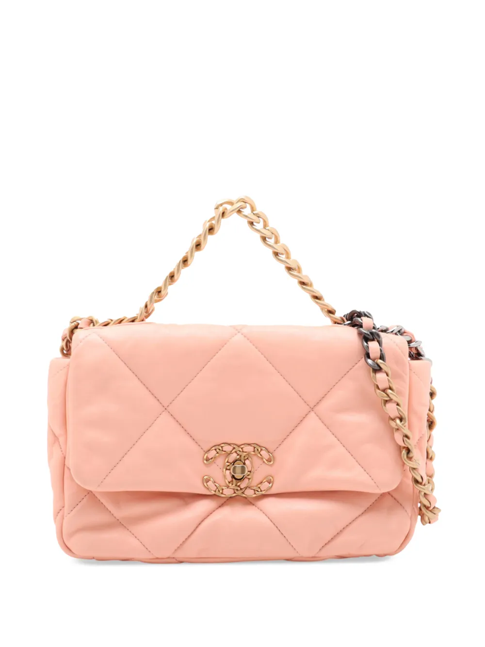 CHANEL Pre-Owned 2021-2026 Medium Lambskin 19 Flap satchel - Pink