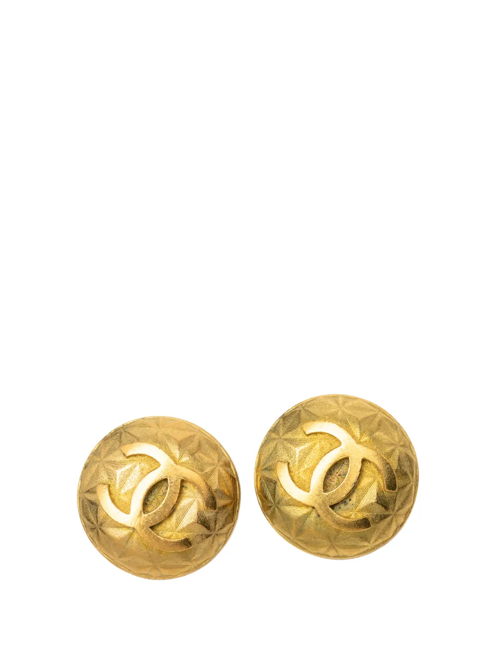 CHANEL Pre-Owned 1995 CC Gold Plated Stud Button Clip On Earrings costume earrings