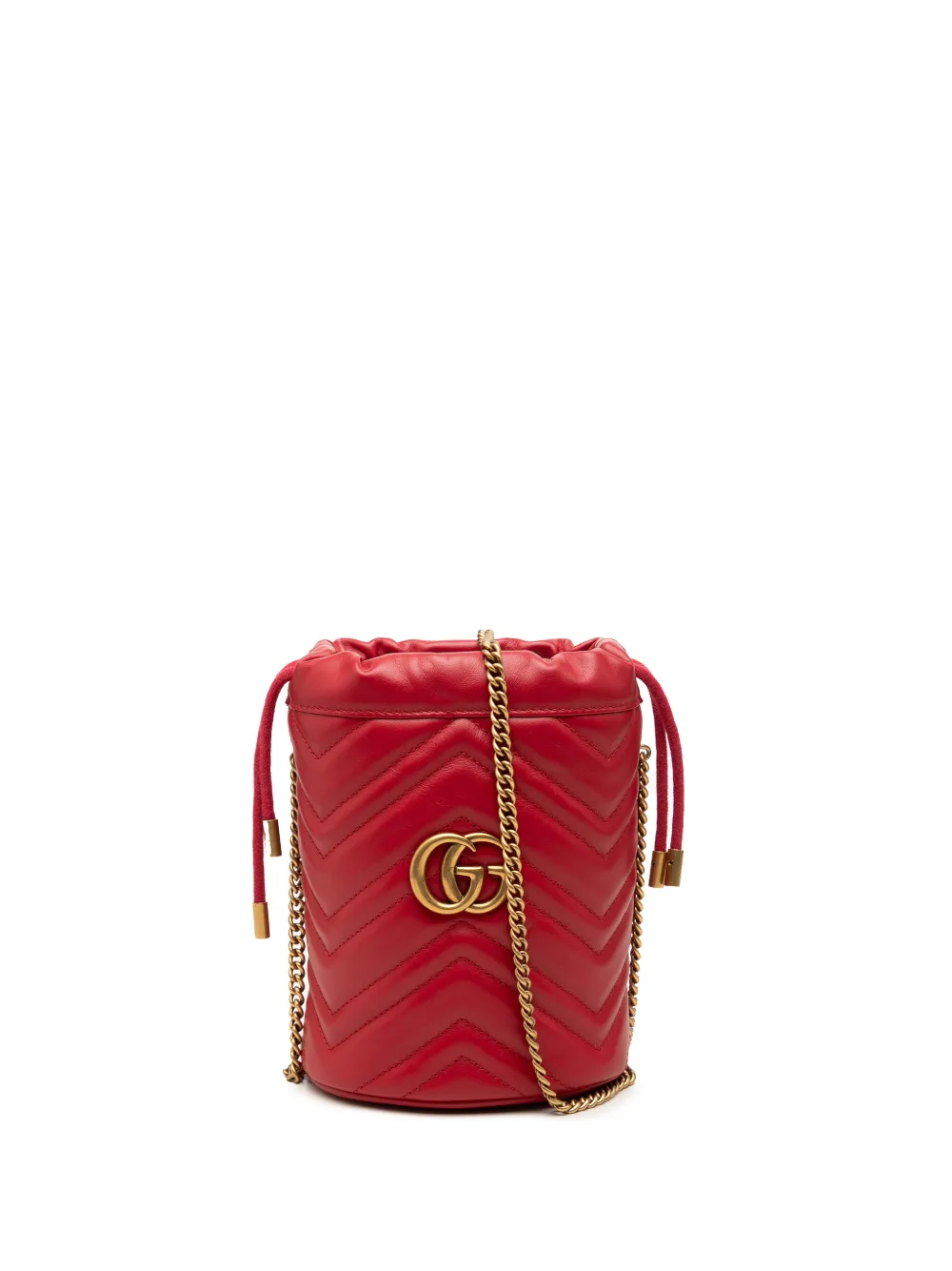 Gucci Pre-Owned 2016-2026 Small GG Marmont Matelasse Calfskin bucket bag - Rosso