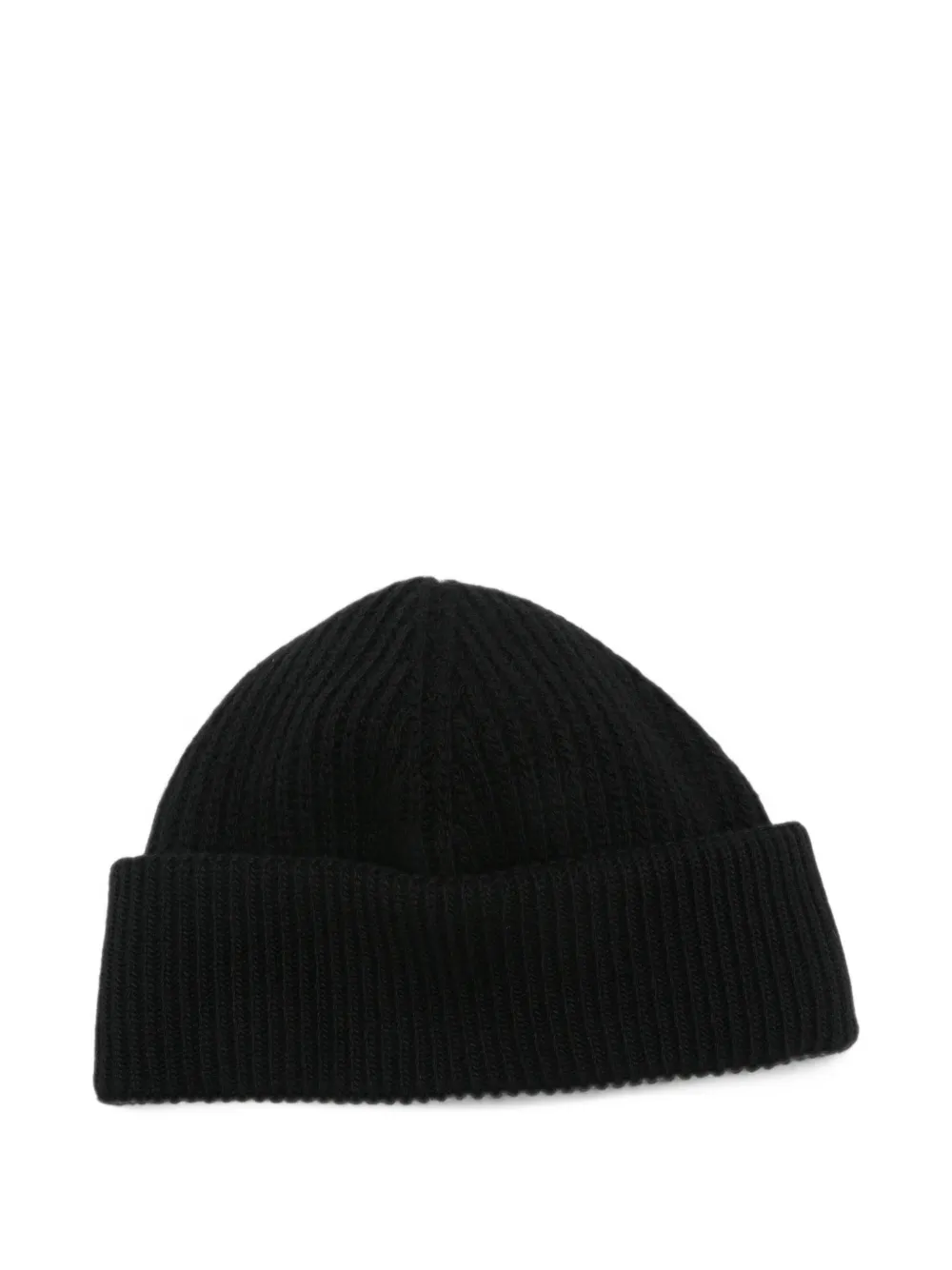 Moncler logo-patch ribbed beanie hat Zwart