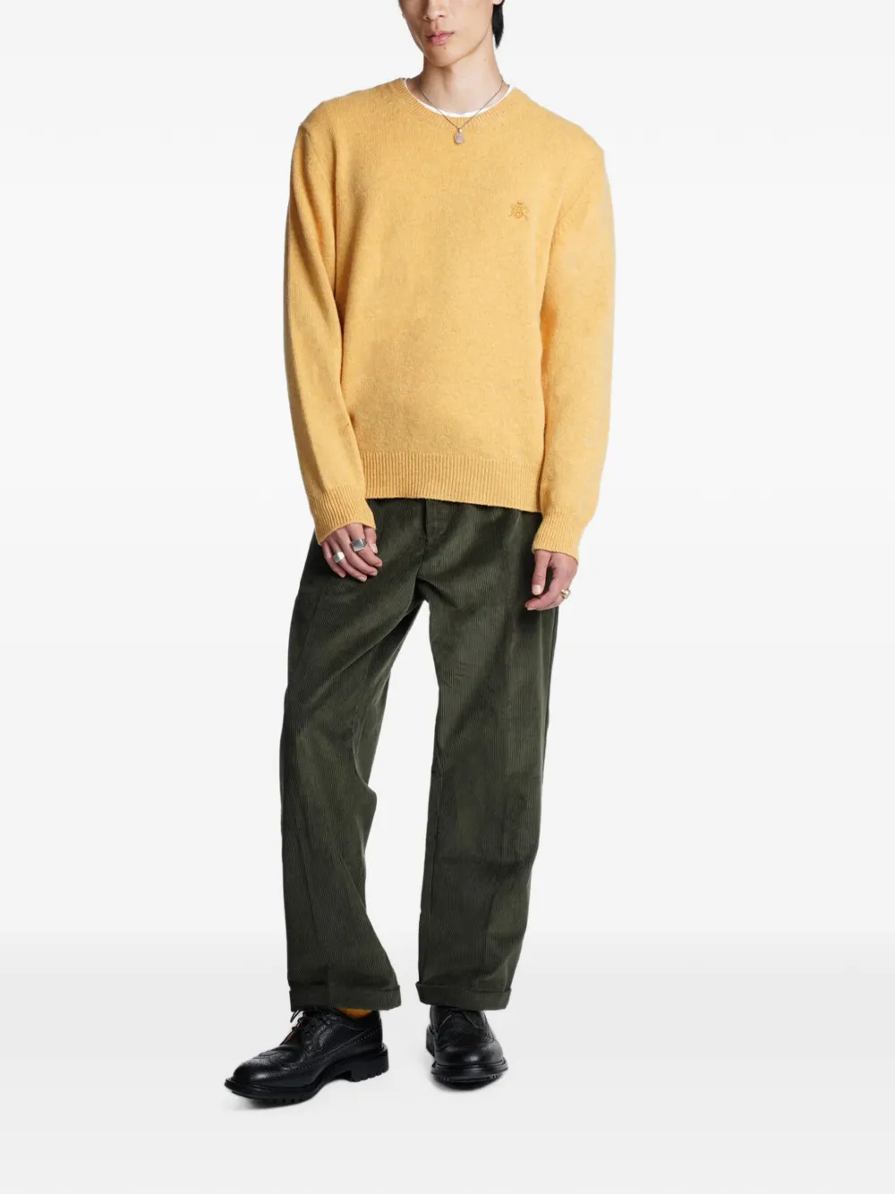 Baracuta embroidered-logo sweater Geel