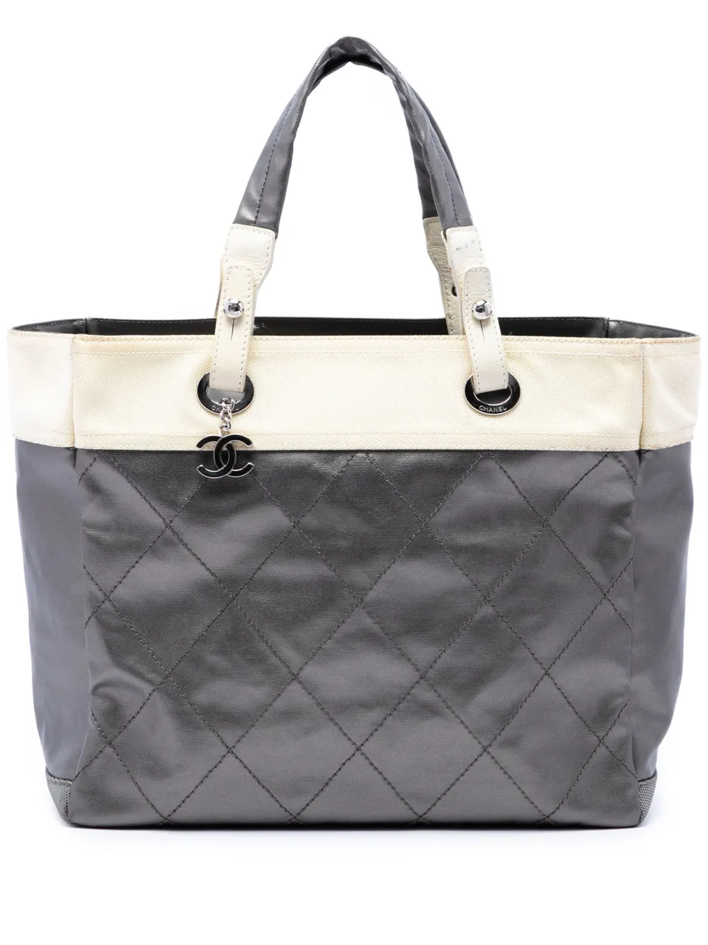 CHANEL Pre-Owned 2006-2008 Medium Quilted Coated Canvas Paris Biarritz tote bag - Silver