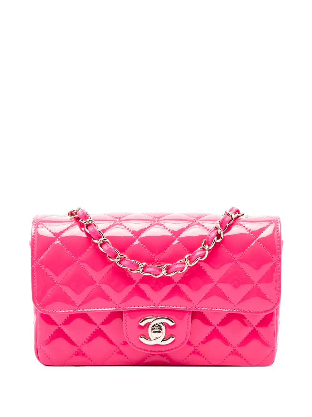 CHANEL Pre-Owned 2019 Mini Rectangular Classic Patent Single Flap crossbody bag - Pink