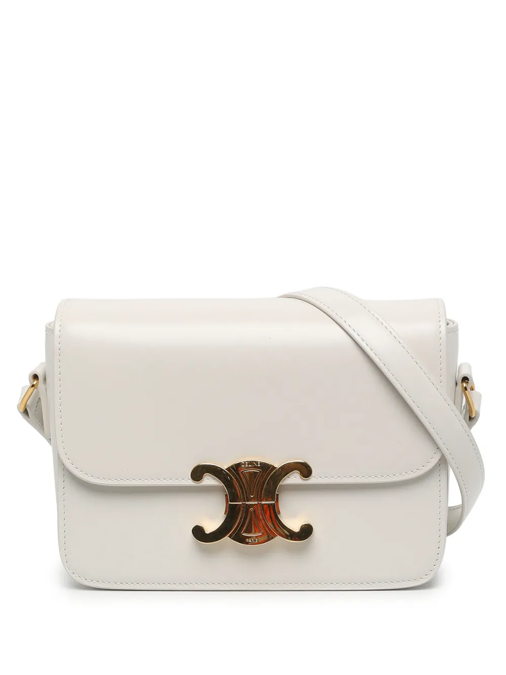 Celine Pre-Owned 2024 Teen Shiny Calfskin Triomphe crossbody bag - White