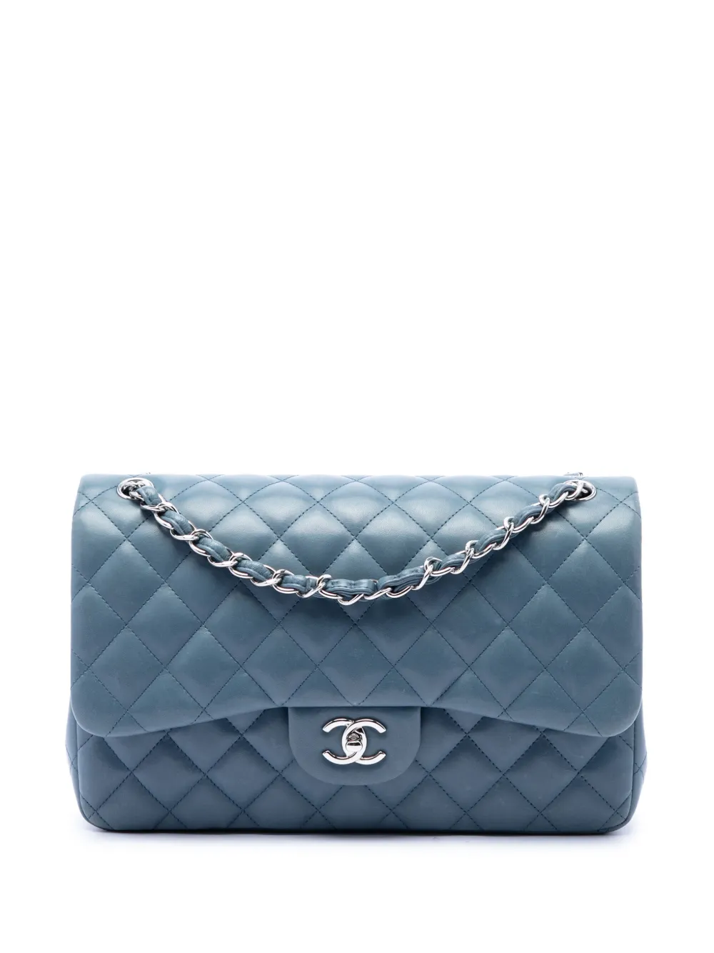 CHANEL Pre-Owned 2012-2013 Jumbo Classic Lambskin Double Flap shoulder bag - Blue